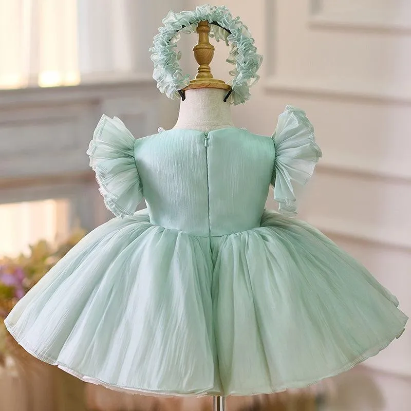 1-12 years old girls flower bow princess dress baby birthday dress wedding flower girl dress