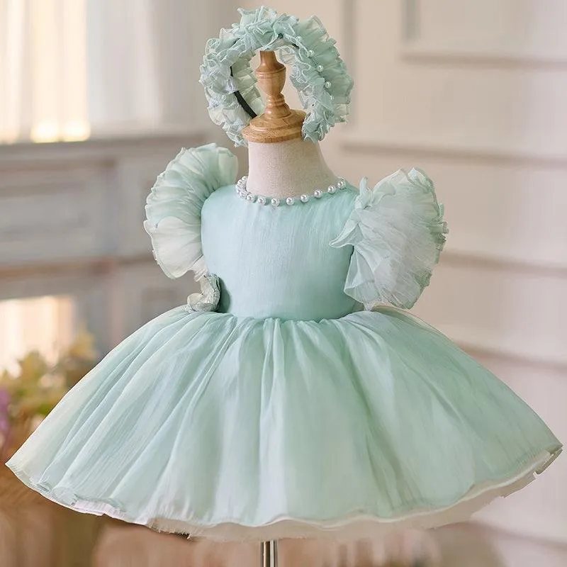 1-12 years old girls flower bow princess dress baby birthday dress wedding flower girl dress