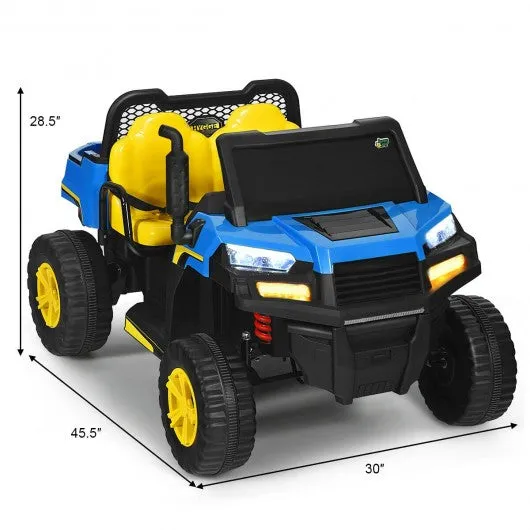 12V Battery Powered Kids Ride On Dumpbed Truck RC-Blue