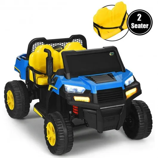12V Battery Powered Kids Ride On Dumpbed Truck RC-Blue