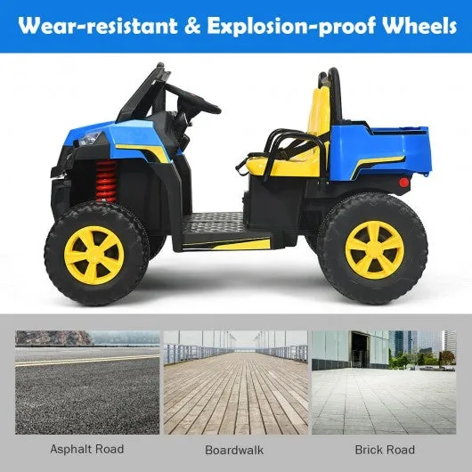 12V Battery Powered Kids Ride On Dumpbed Truck RC-Blue