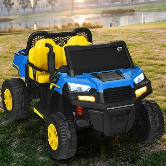 12V Battery Powered Kids Ride On Dumpbed Truck RC-Blue