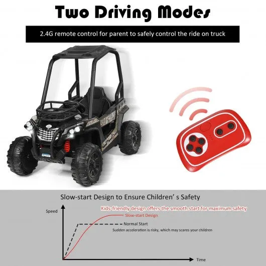 12V Kids RC Electric Ride On Off-Road UTV Truck with MP3 and Light-Black