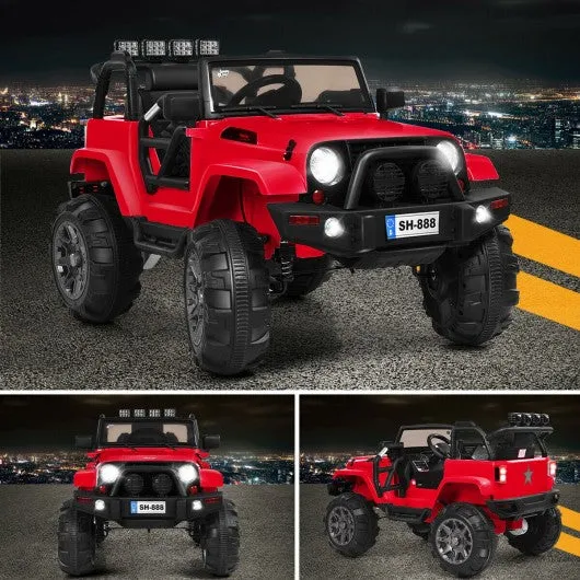 12V Kids Remote Control Riding Truck Car with LED Lights-Red