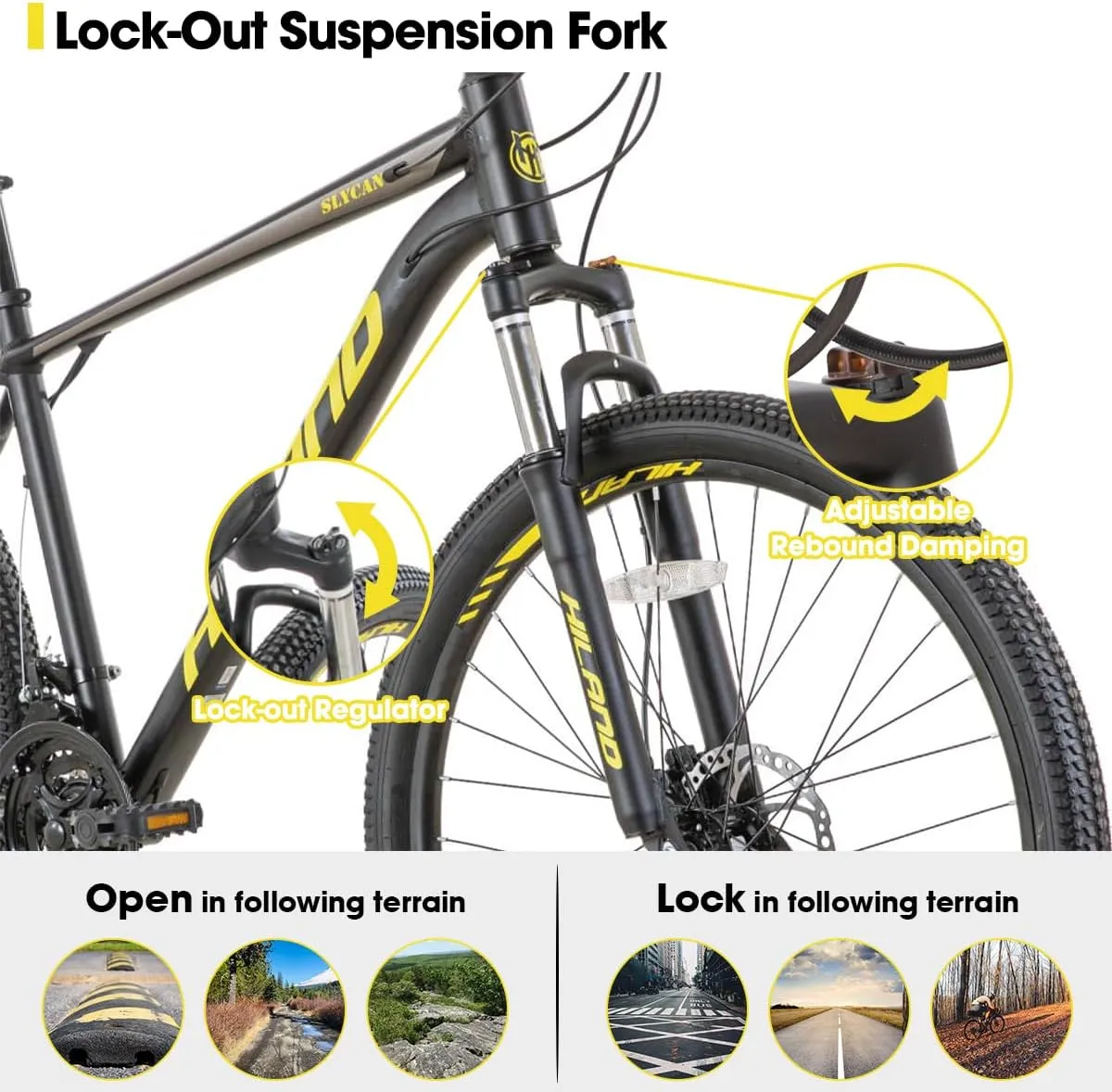 27.5 Inch Mountain Bike 21 Speeds, Lock-Out Suspension Fork, Aluminum 18 inch Frame Hydraulic Disc-Brake