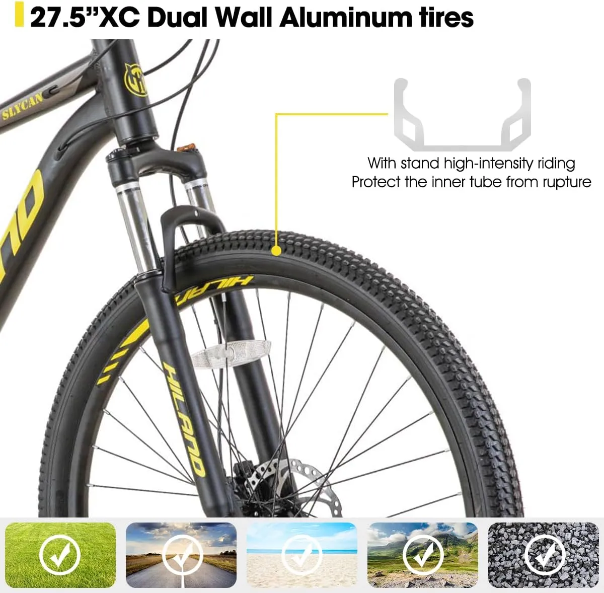 27.5 Inch Mountain Bike 21 Speeds, Lock-Out Suspension Fork, Aluminum 18 inch Frame Hydraulic Disc-Brake
