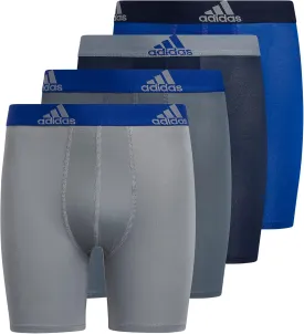 adidas Boys' Athletic Fit Microfiber Long Boxer Brief Underwear Designed for Active Sport and All Day Comfort (4 Pack)
