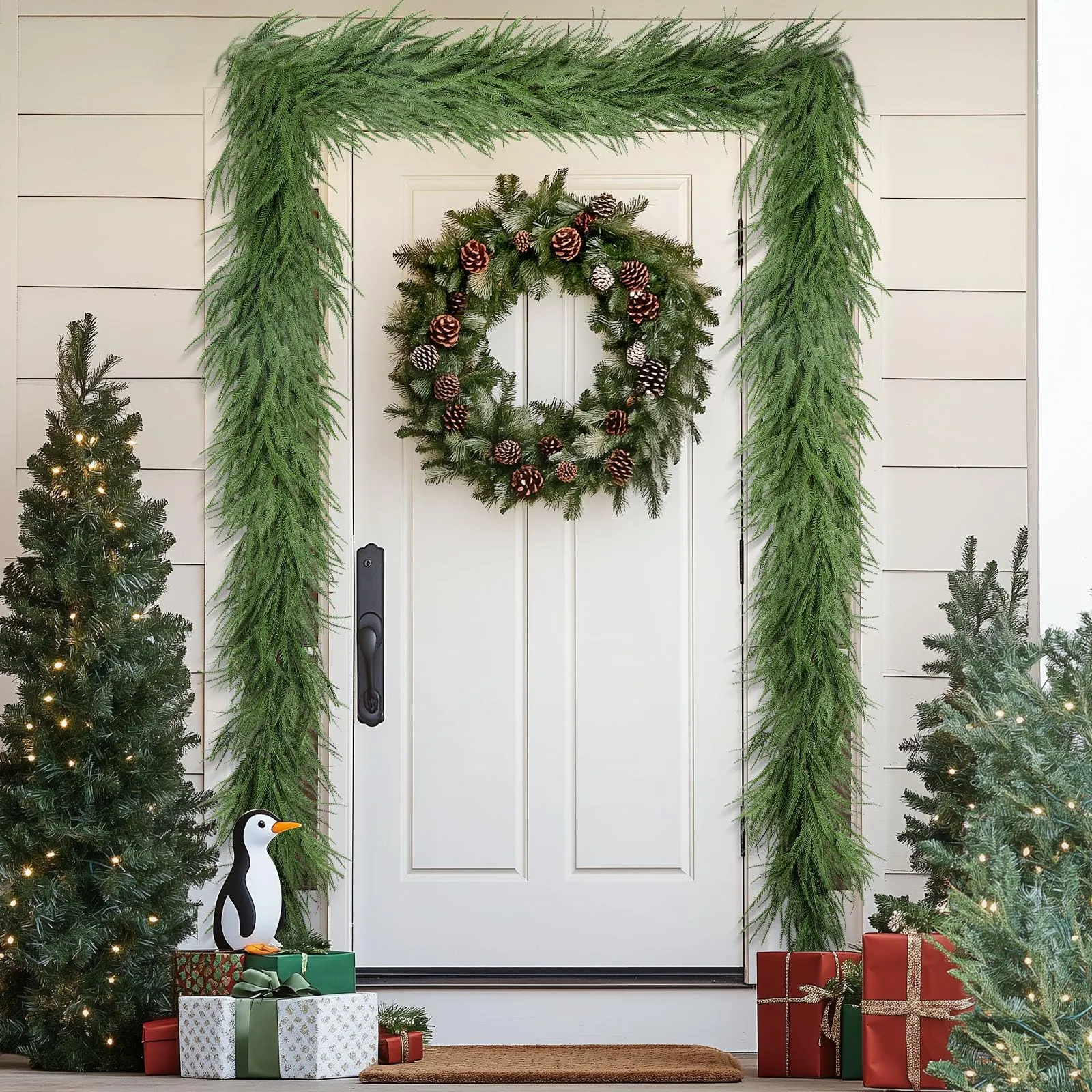 Alupssuc 9FT Realistic Christmas Garland，PE Artificial Christmas Garland