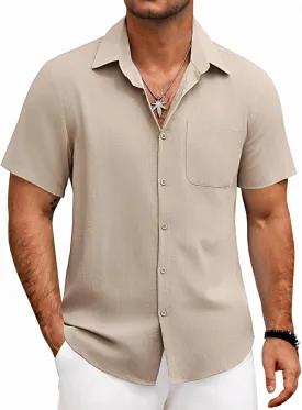 COOFANDY Mens Button Down Shirts Lightweight Breathable Short Sleeve Shirt Summer Beach Top