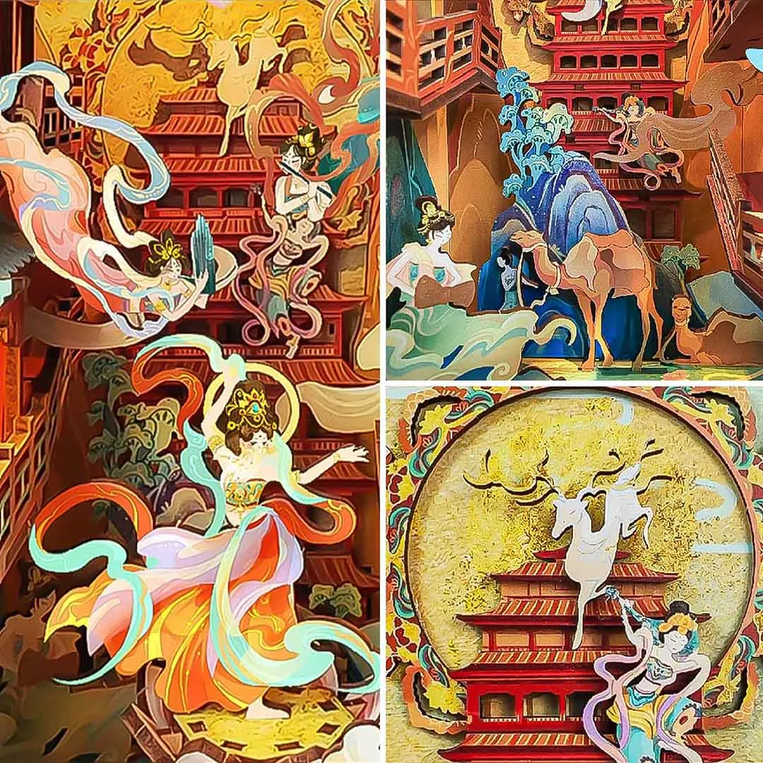 Dance of the Flying Apsaras DIY Booknook Kit Shelf Inserts
