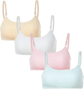 Girls Training Bra -4-8 PCS Girl Cotton Bra Crop Cami Training Bras for Girls with Adjustable Straps