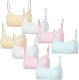 Girls Training Bra -4-8 PCS Girl Cotton Bra Crop Cami Training Bras for Girls with Adjustable Straps