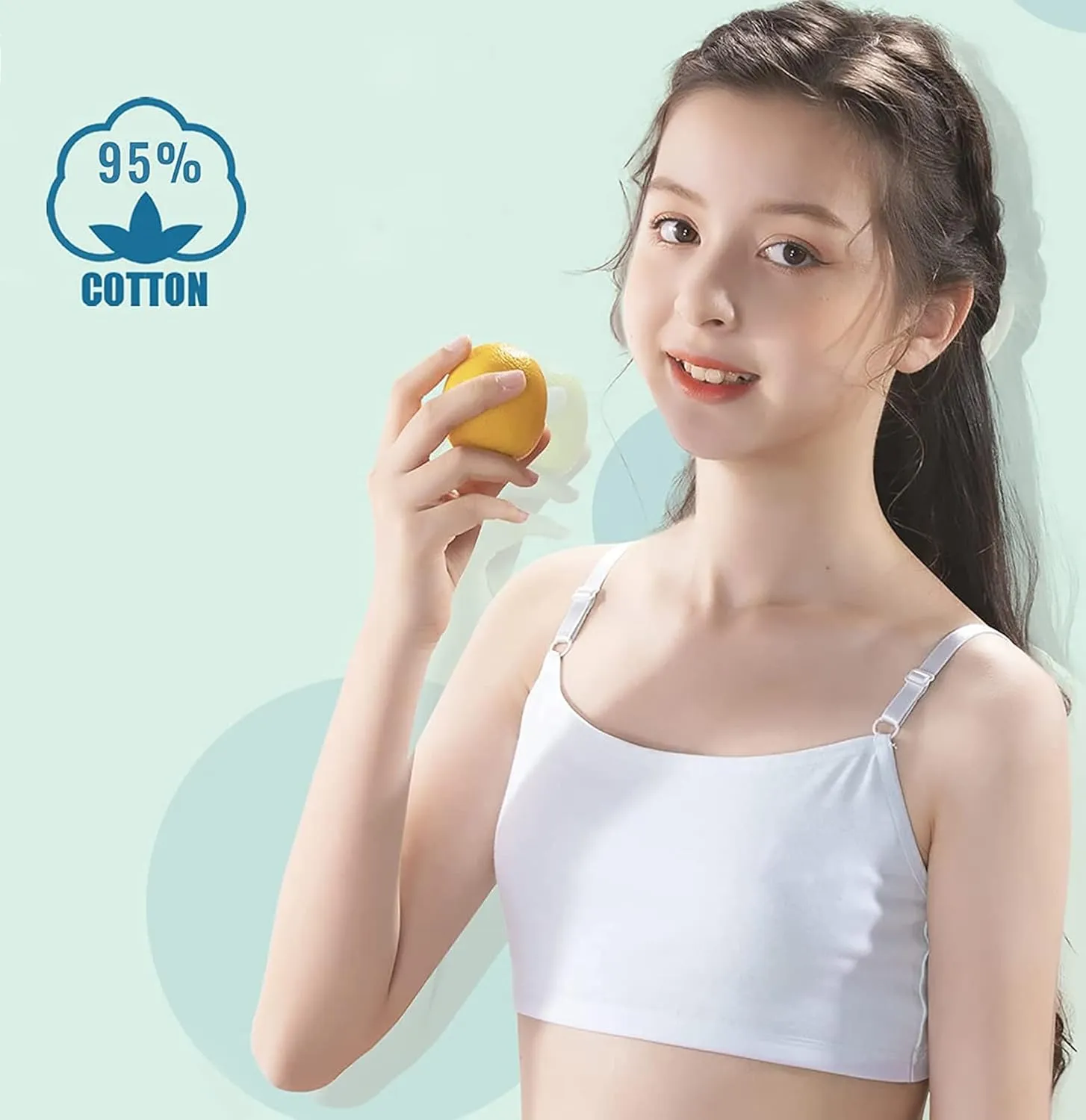 Girls Training Bra -4-8 PCS Girl Cotton Bra Crop Cami Training Bras for Girls with Adjustable Straps
