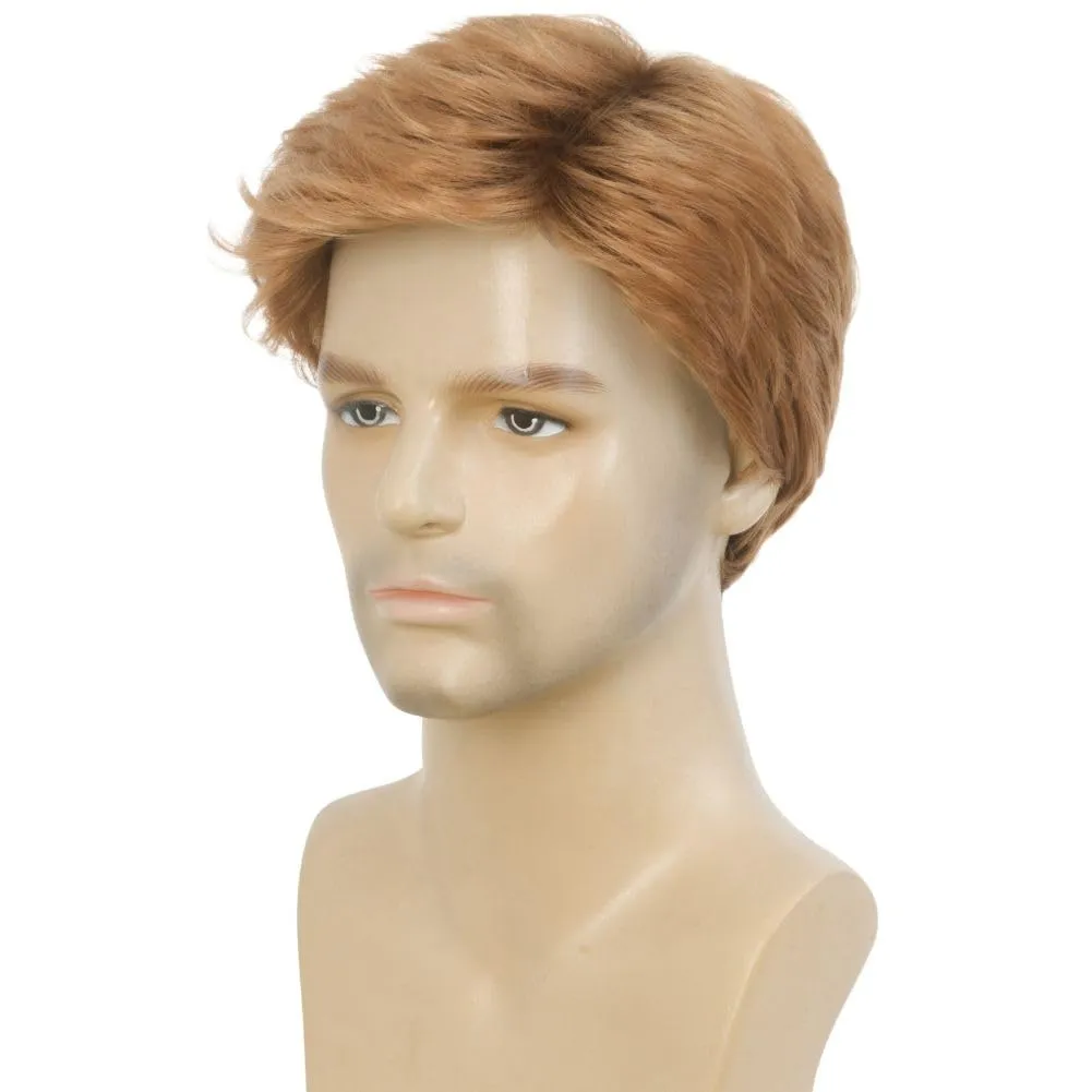 Kaneles Blonde Wigs for Men Short Layered Natural Hair Wig for Male Guy Halloween Cosplay Costume Wigs(Blonde)
