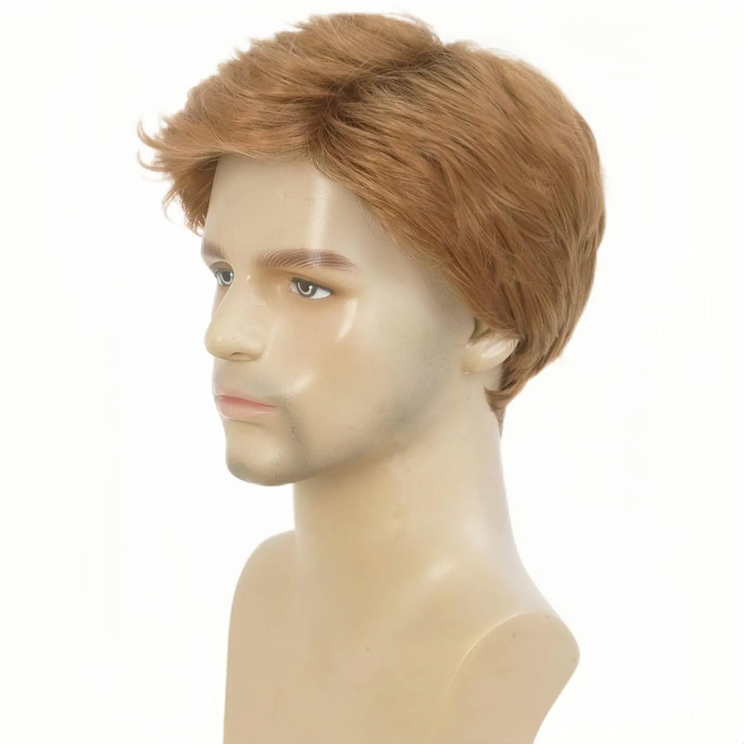Kaneles Blonde Wigs for Men Short Layered Natural Hair Wig for Male Guy Halloween Cosplay Costume Wigs(Blonde)