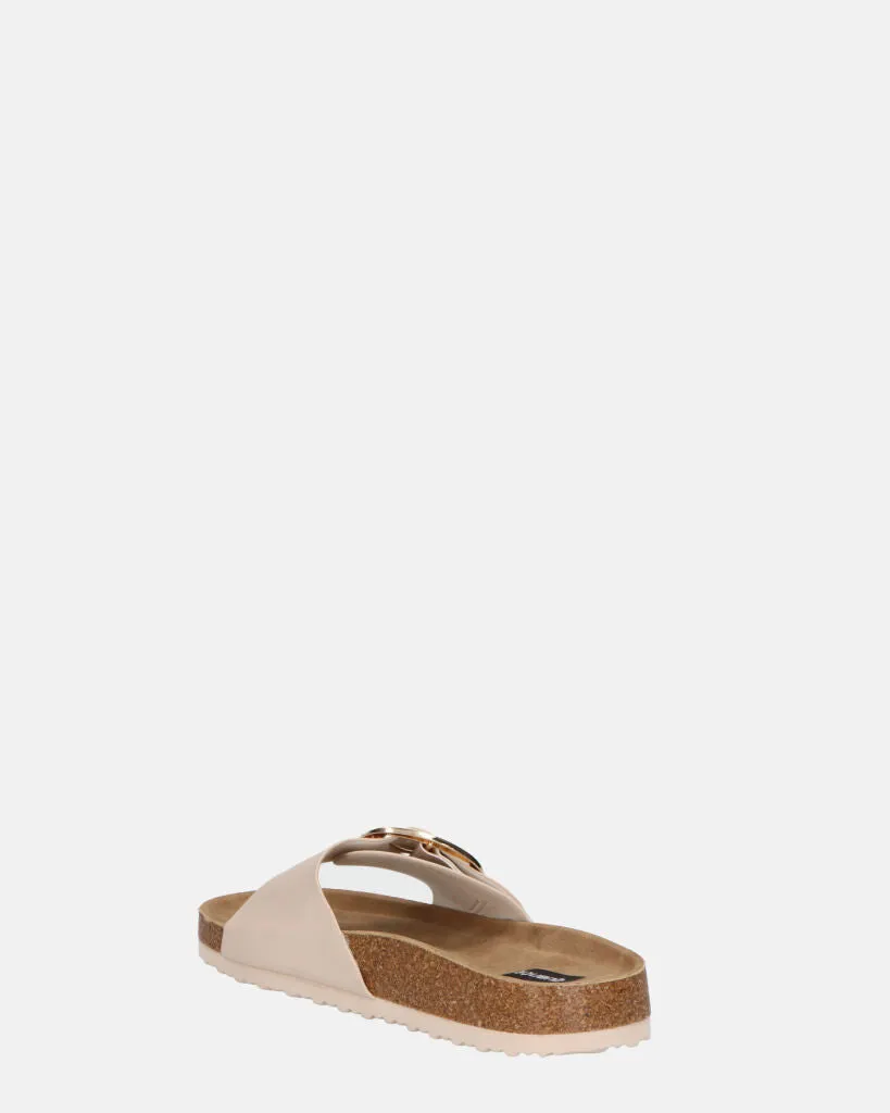 LENA - sandali con suola in sughero e banda beige
