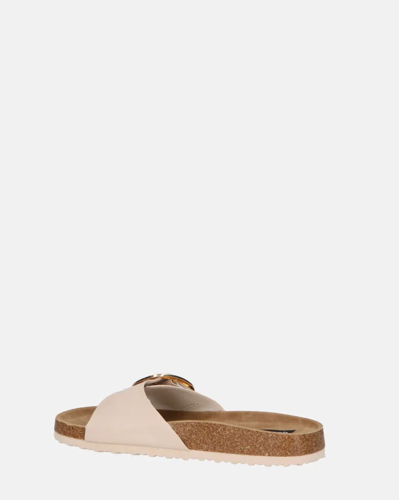 LENA - sandali con suola in sughero e banda beige