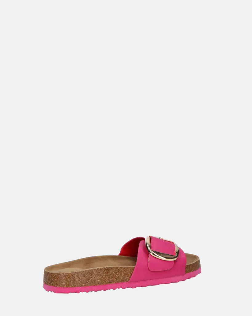 LENA - sandali con suola in sughero e banda fucsia