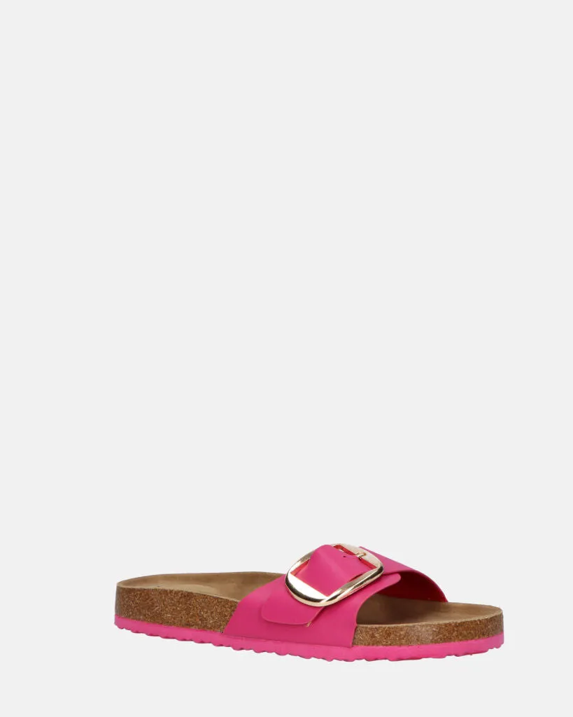 LENA - sandali con suola in sughero e banda fucsia