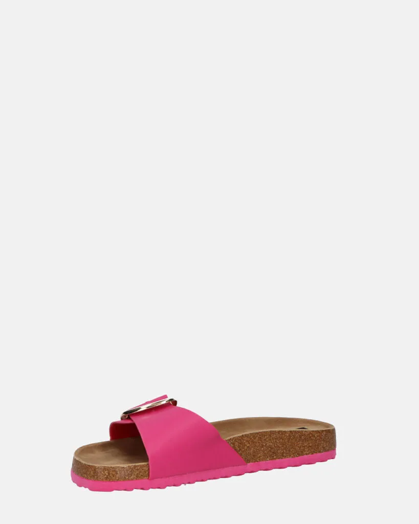 LENA - sandali con suola in sughero e banda fucsia