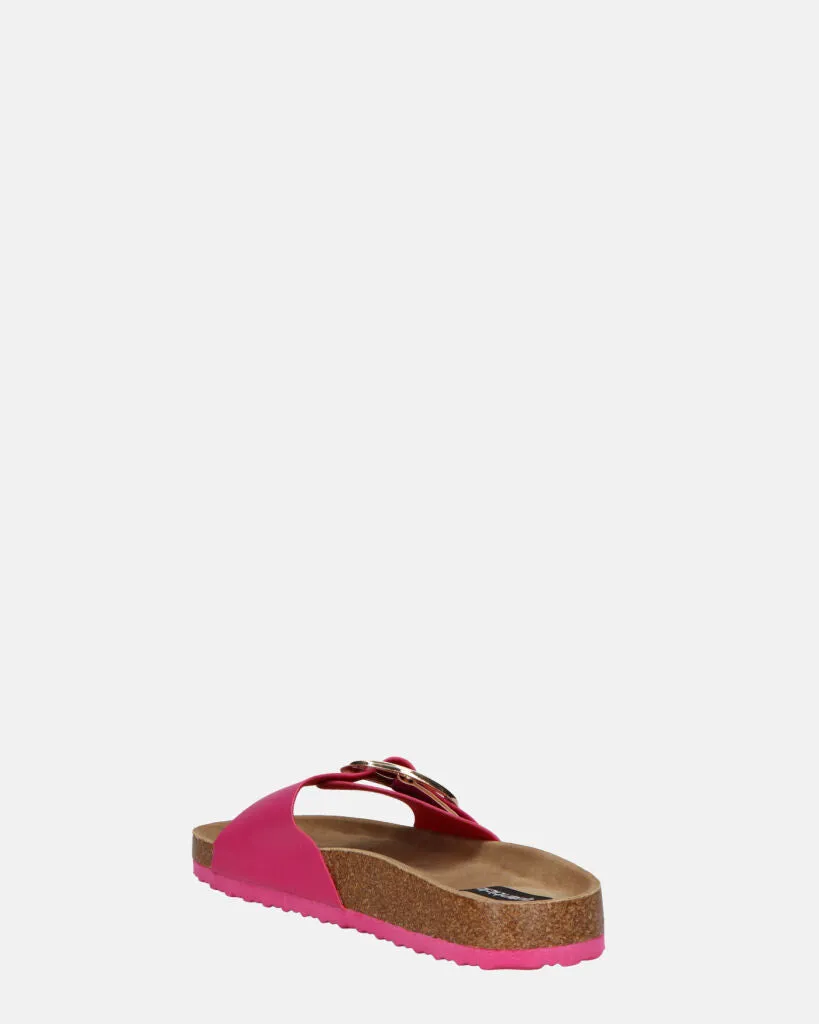 LENA - sandali con suola in sughero e banda fucsia
