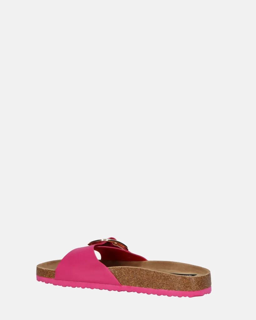 LENA - sandali con suola in sughero e banda fucsia