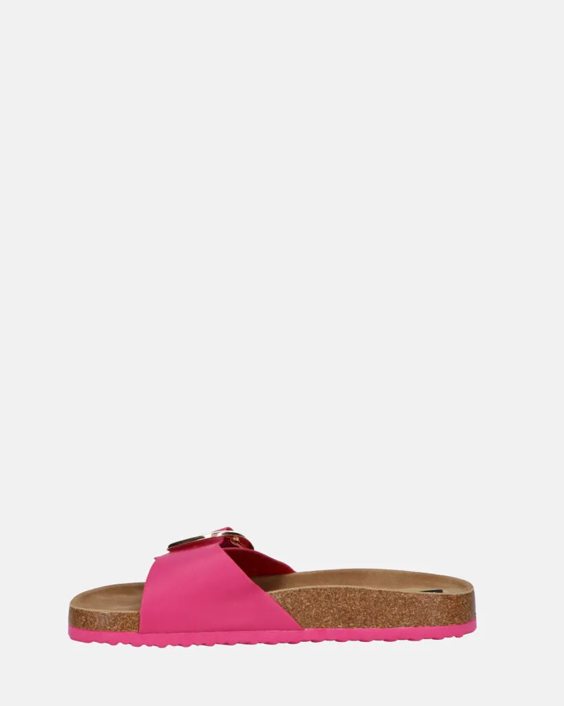 LENA - sandali con suola in sughero e banda fucsia