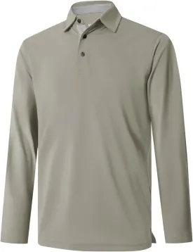 Mens Golf Shirt Short and Long Sleeve Moisture Wicking Dry Fit Performance Solid Casual Pique Golf Polo Shirts for Men
