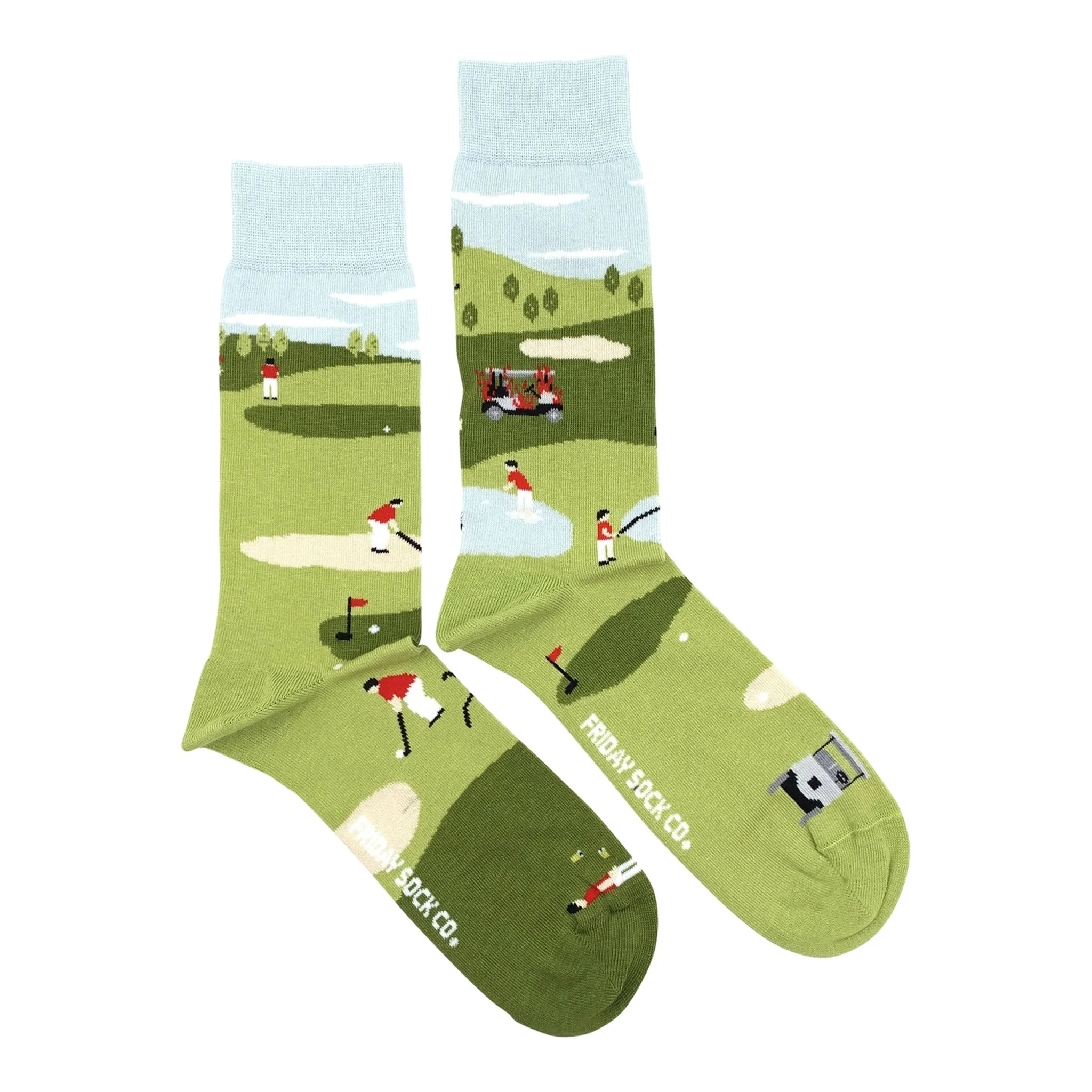 Mismatched Men's Socks in Funny Golf Print