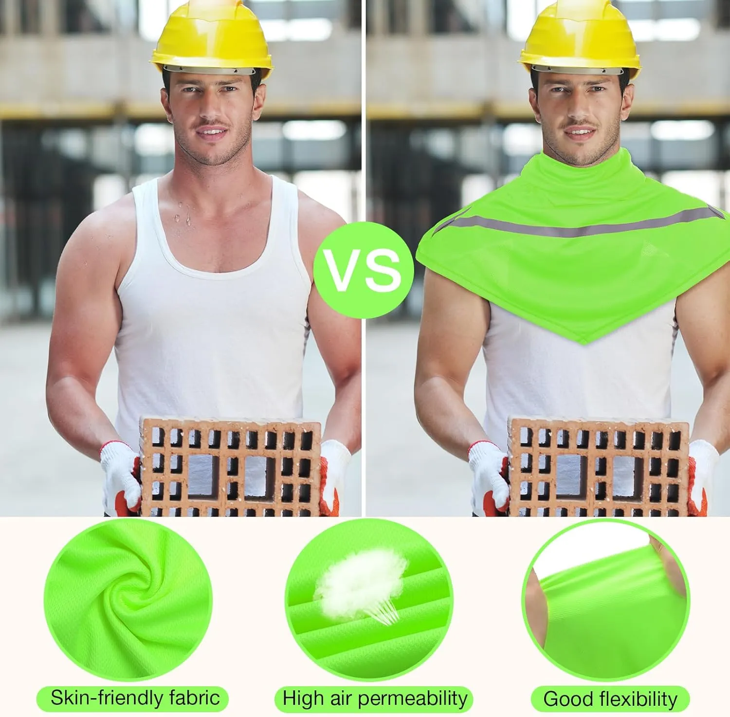 Seematn 4 Pcs Balaclava Sun Men Face Mask UV Protection with Reflective Strip for Construction Work Neck Covers Summer