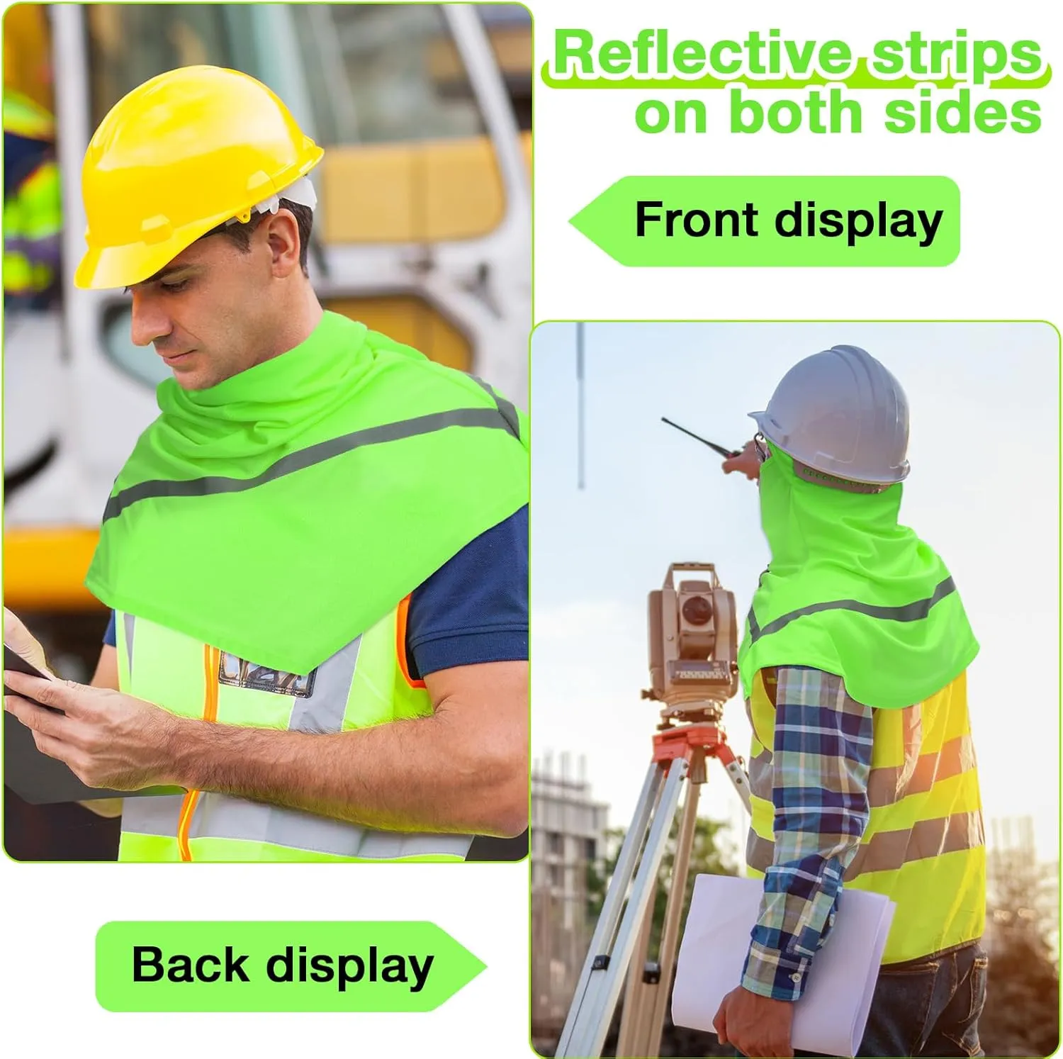 Seematn 4 Pcs Balaclava Sun Men Face Mask UV Protection with Reflective Strip for Construction Work Neck Covers Summer