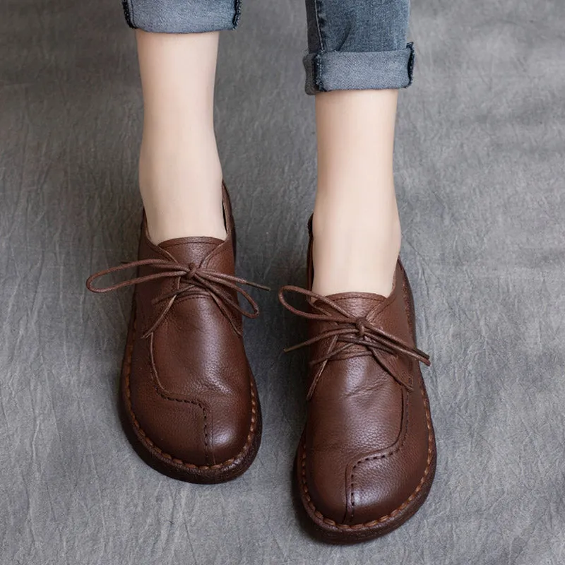 Women Autumn Retro Leather Handmade Casual Shoes